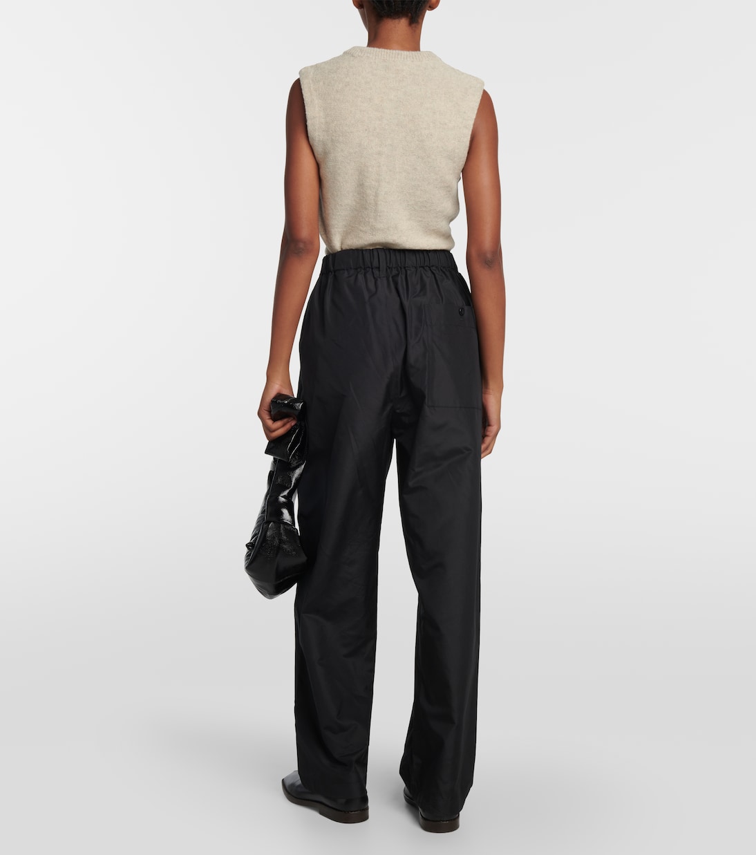 Pantalon tapered à taille haute en soie | Lemaire