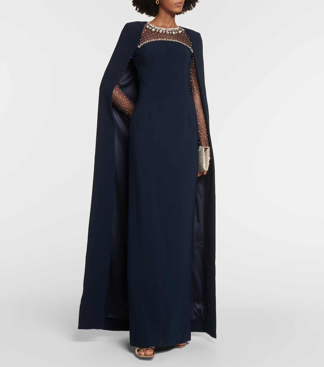 Embellished cape crêpe gown | Jenny Packham