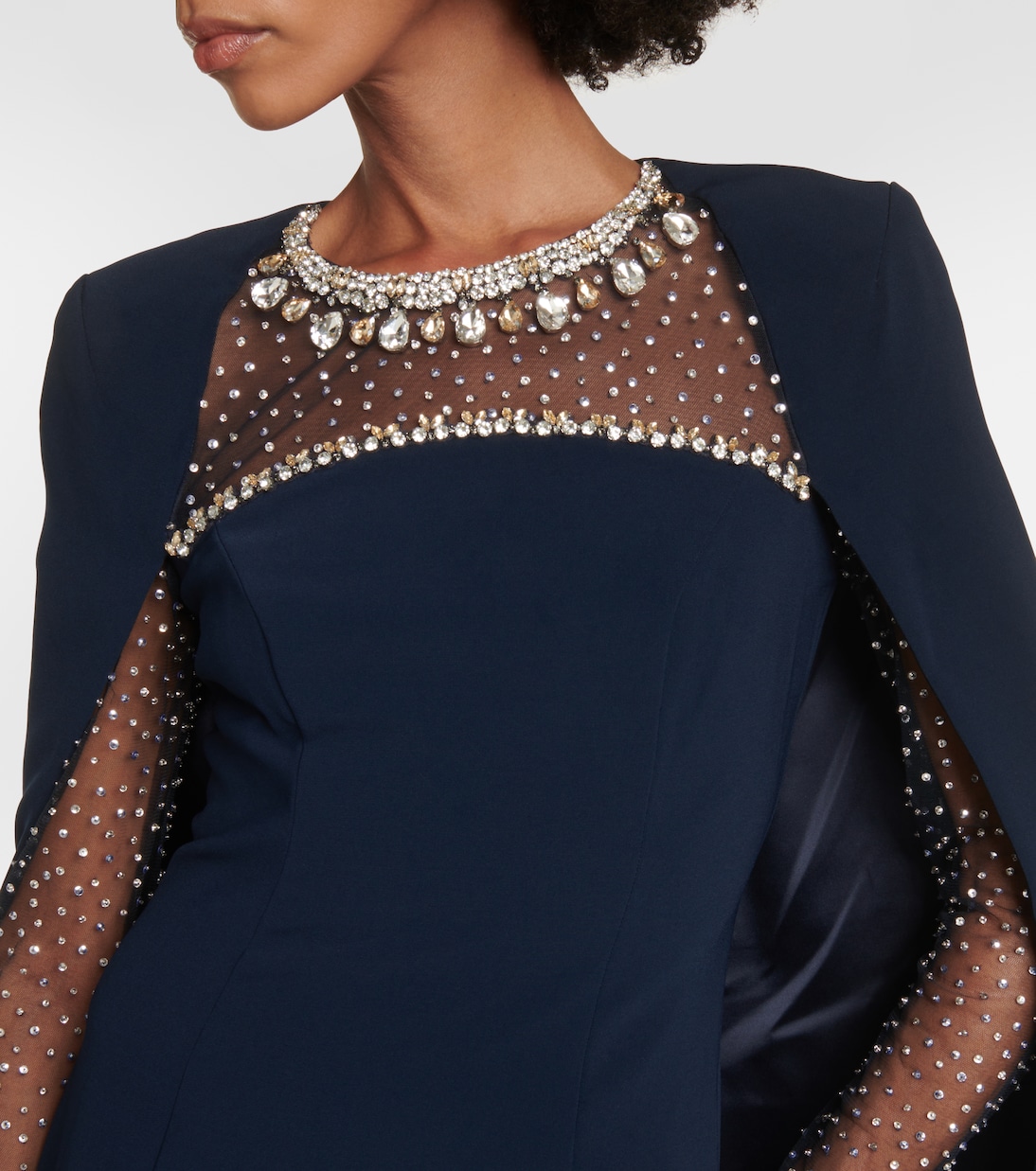 Embellished cape crêpe gown | Jenny Packham