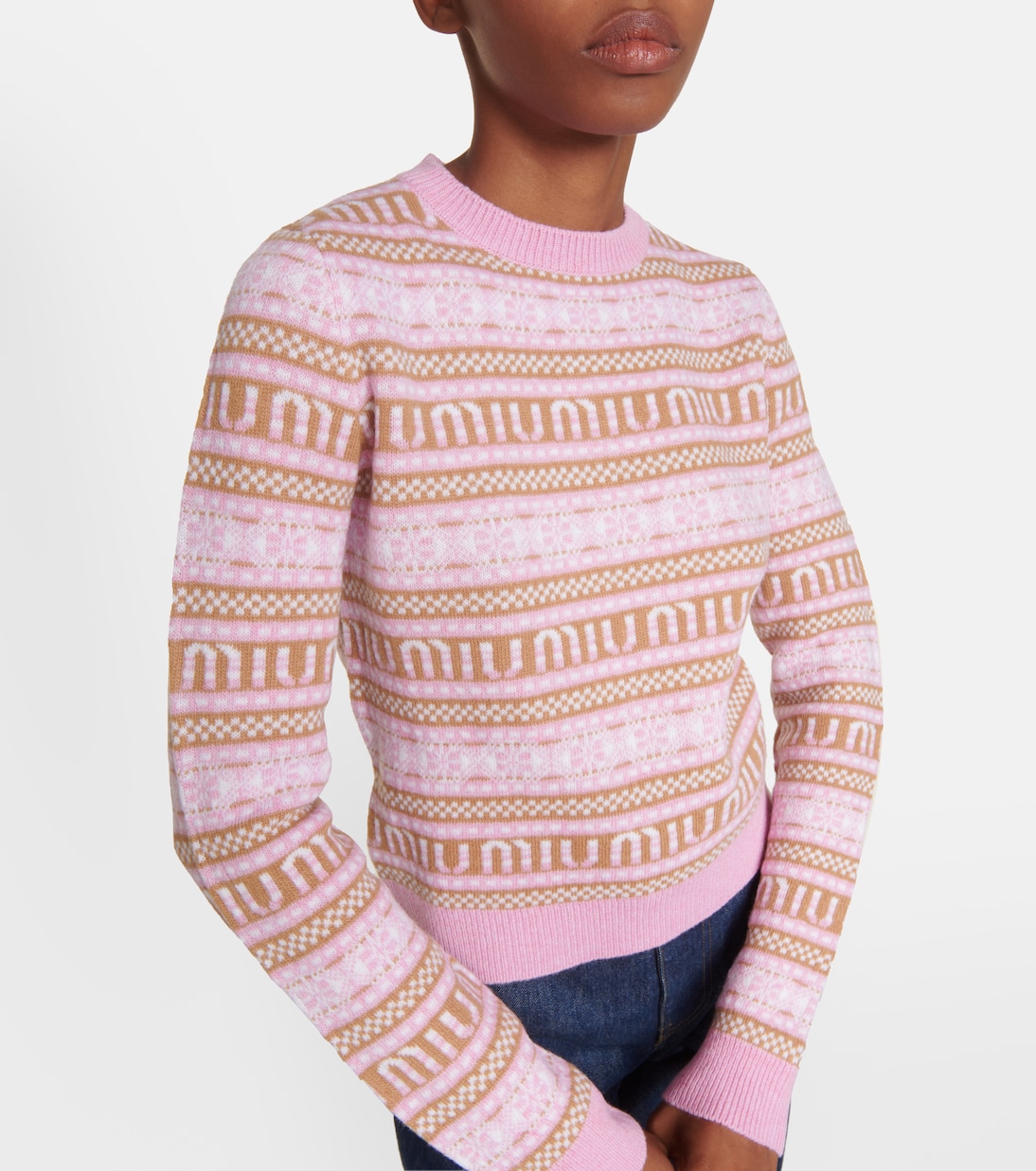 Pullover in lana vergine con logo | Miu Miu