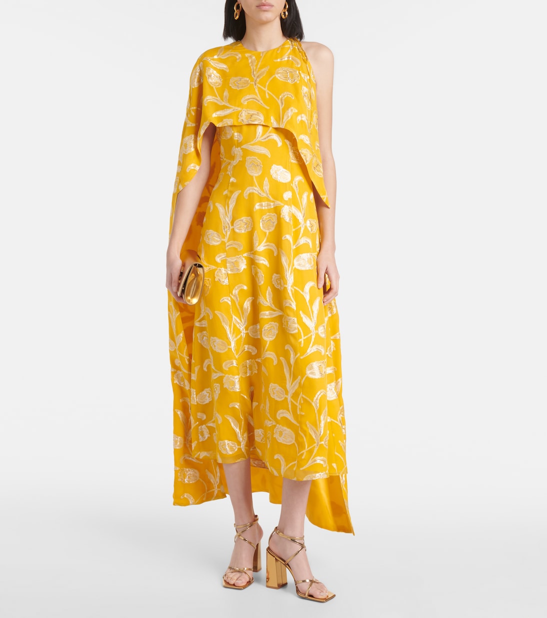 Vestido midi con capa de mezcla de seda | Markarian