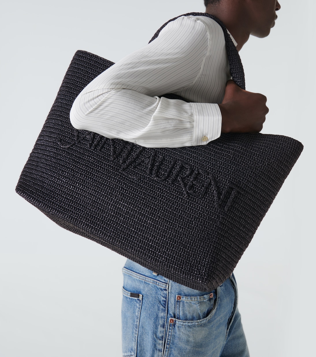 Bestickte Tote aus Raffiabast | Saint Laurent