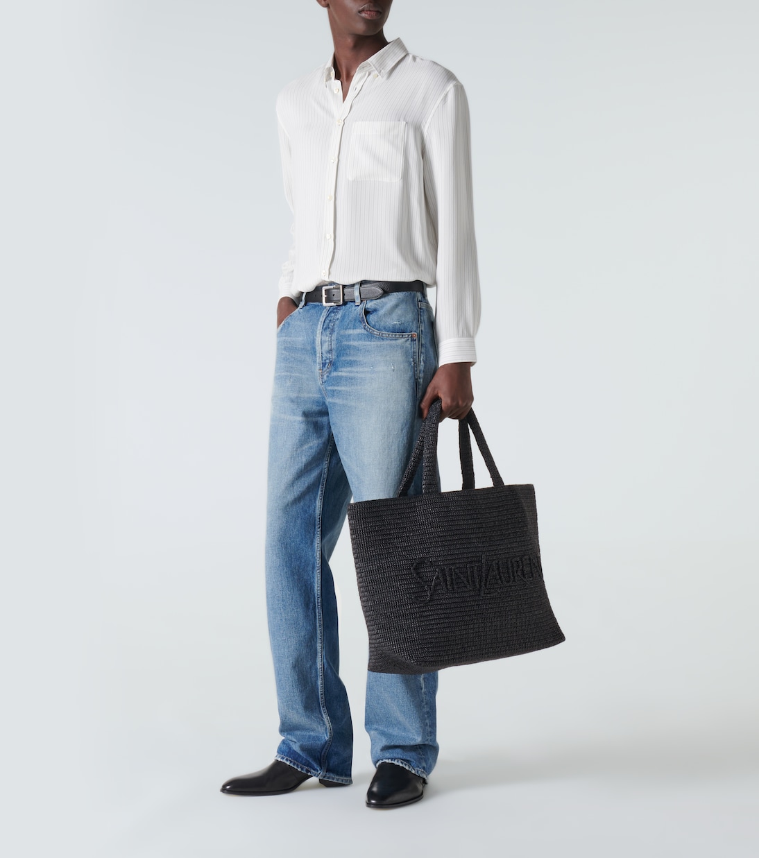 Bestickte Tote aus Raffiabast | Saint Laurent