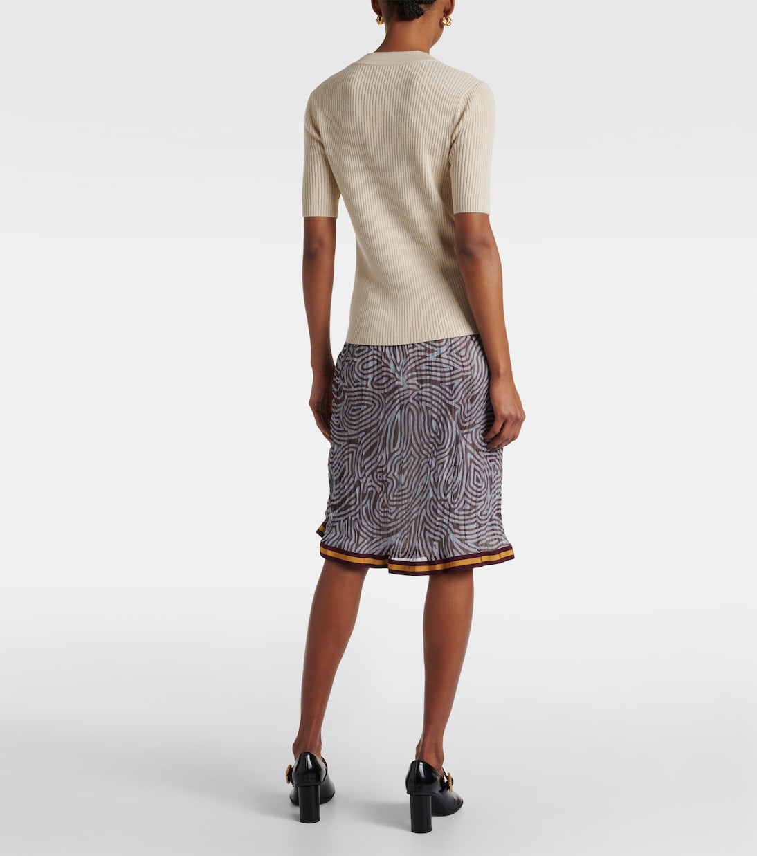 Lace-up ribbed-knit wool-blend top | Dries Van Noten