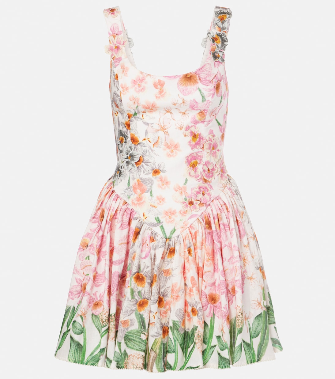 Vestido corto Pluma Jardinera de lino | Agua by Agua Bendita
