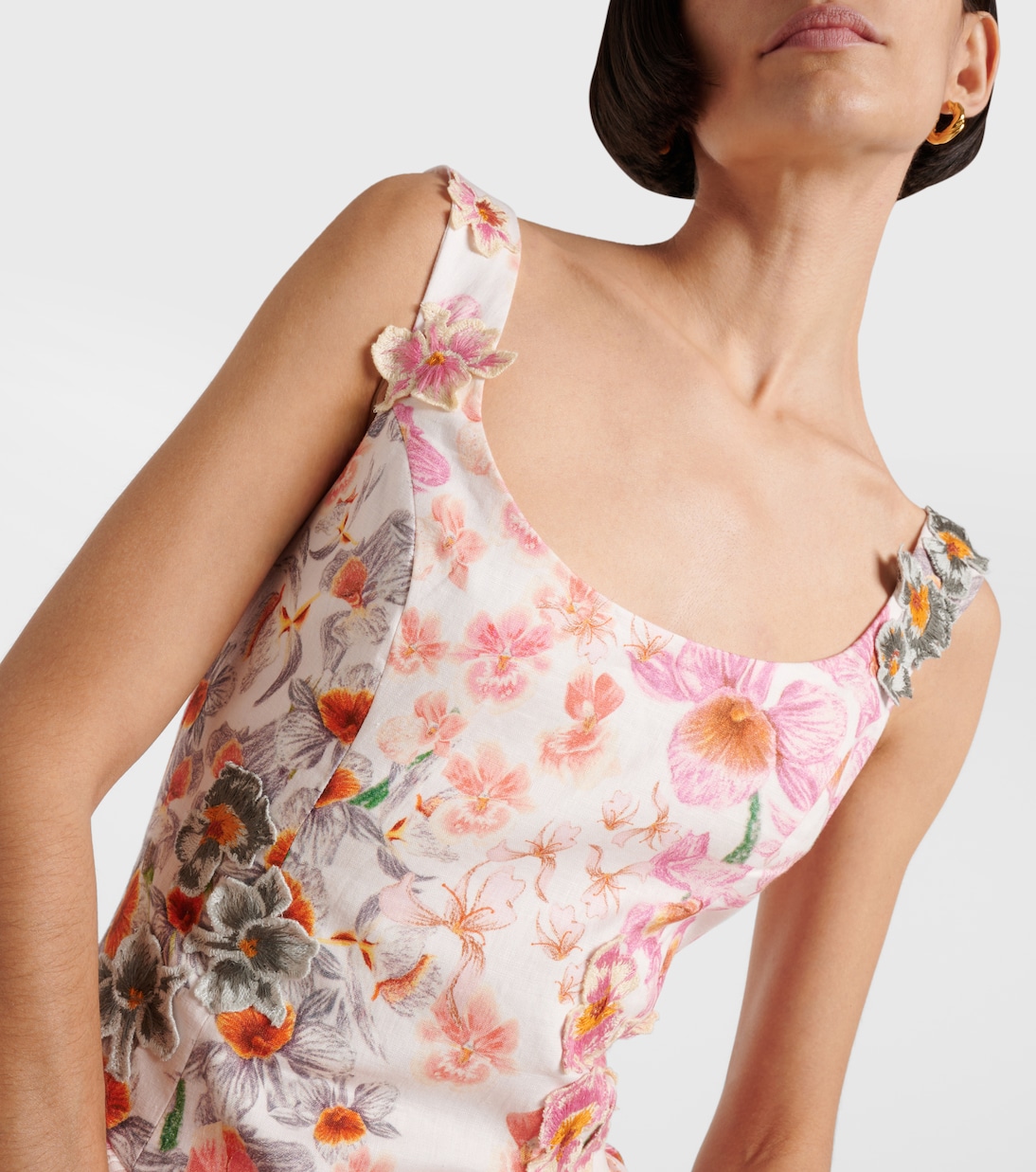 Vestido corto Pluma Jardinera de lino | Agua by Agua Bendita