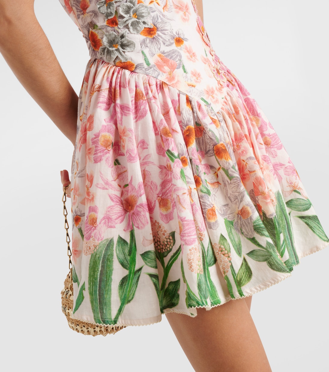 Vestido corto Pluma Jardinera de lino | Agua by Agua Bendita