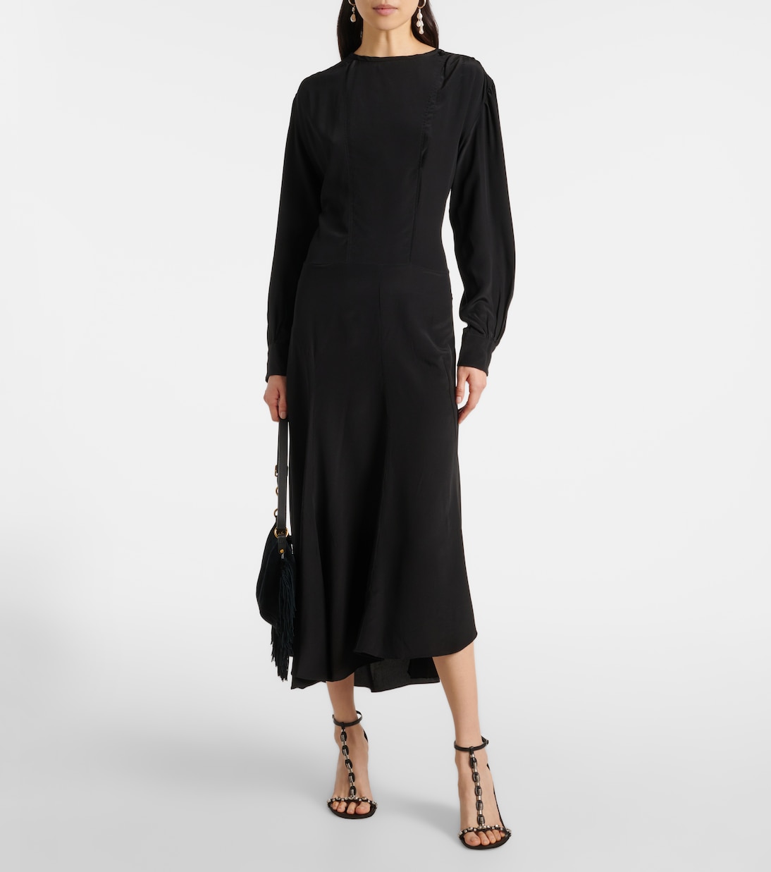 Abito lungo Hanane in seta con balze | Isabel Marant