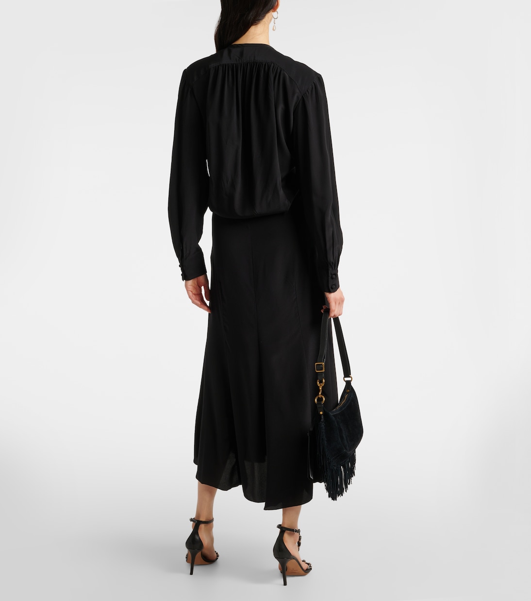 Abito lungo Hanane in seta con balze | Isabel Marant
