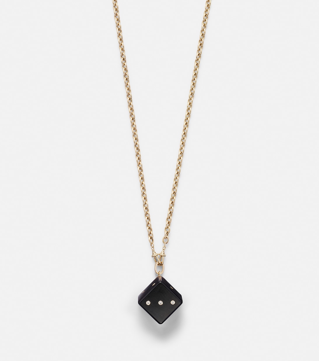 Collana elegante con pendente in oro 18kt e legno, arricchita da diamanti, stile moderno per giovani