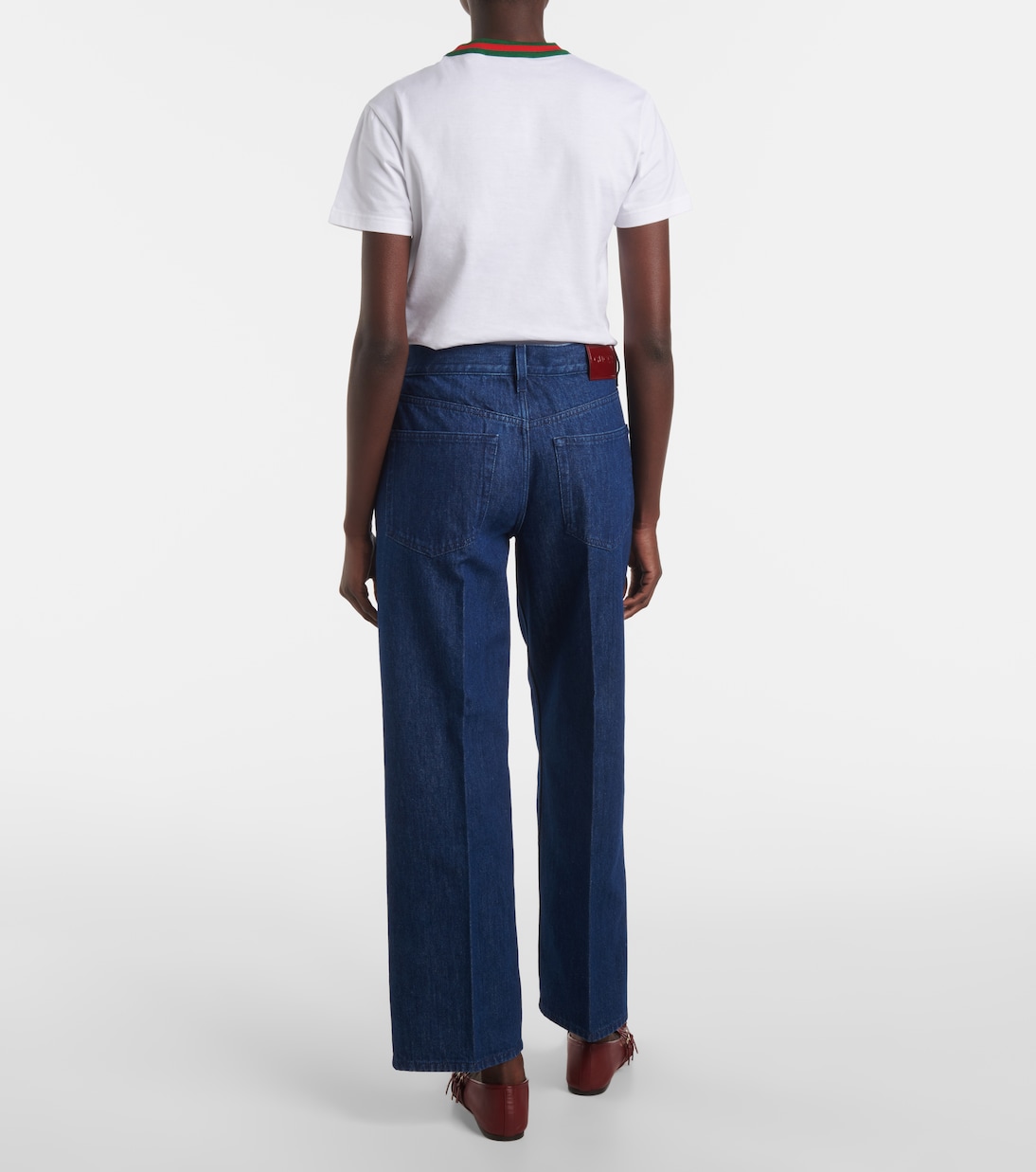Jeans regular con finiture in pelle | Gucci
