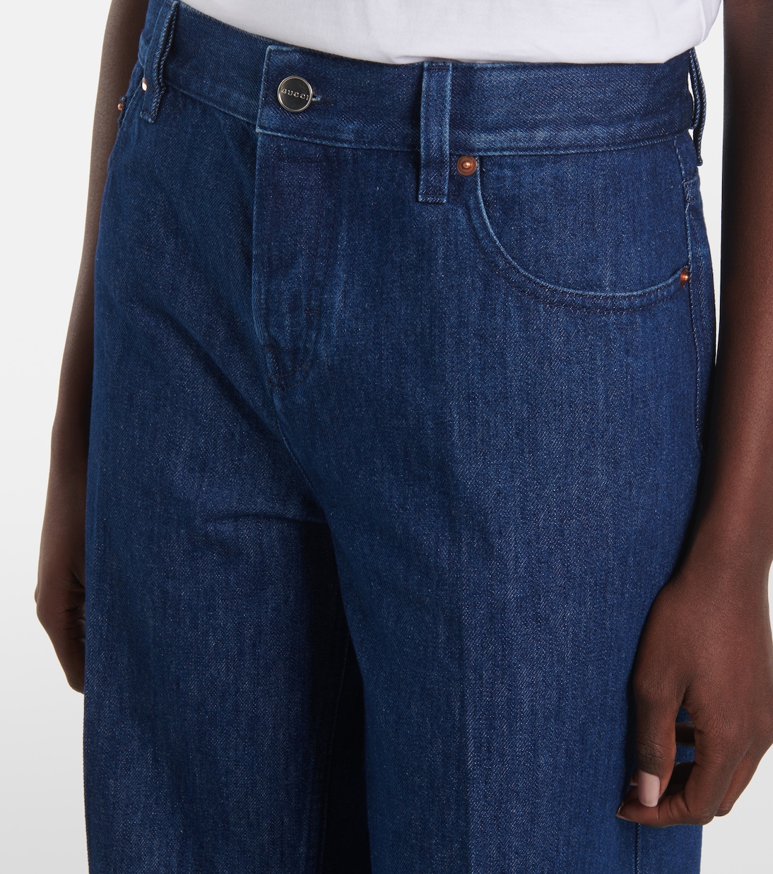 Jeans regular con finiture in pelle | Gucci