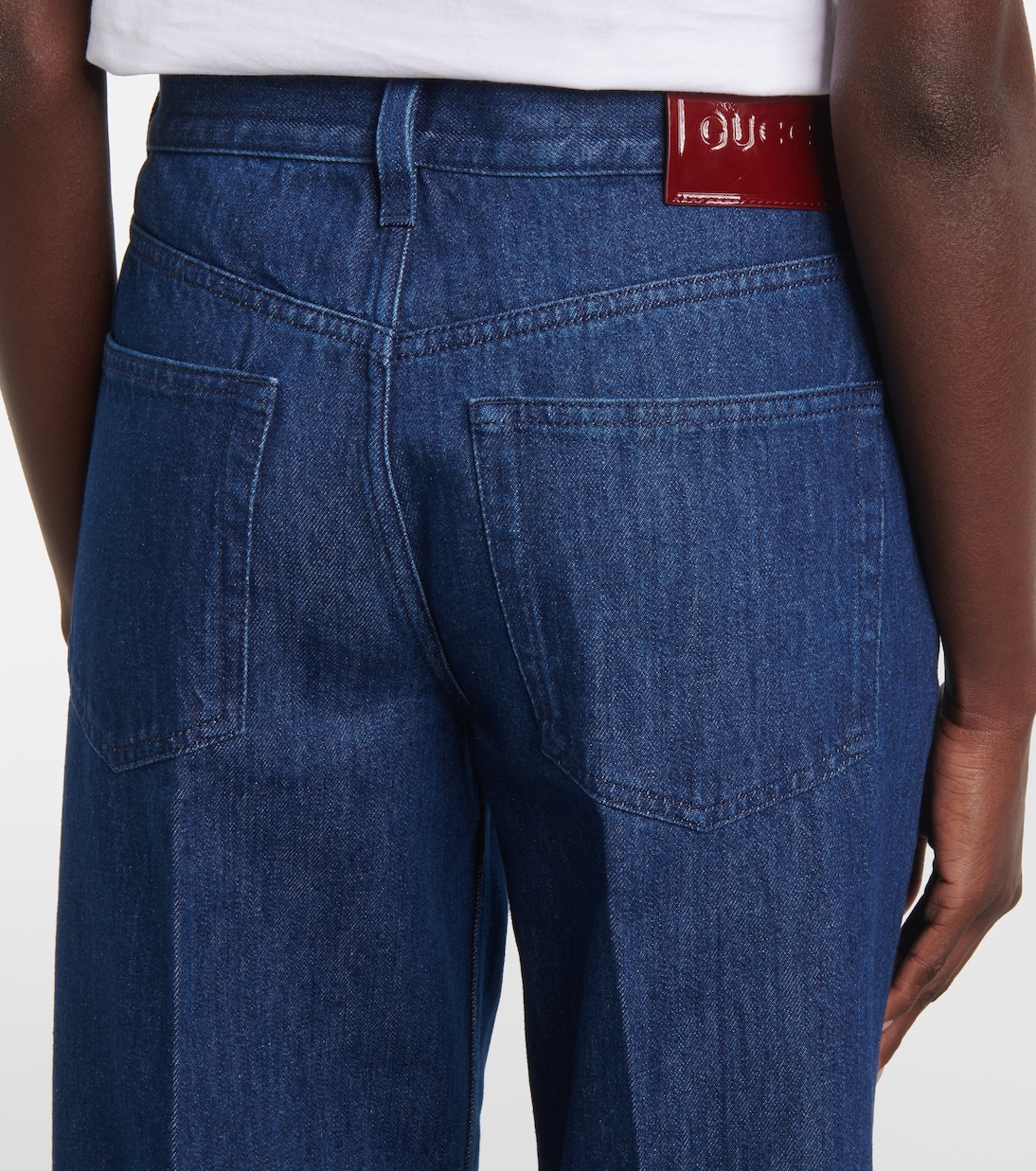 Jeans regular con finiture in pelle | Gucci