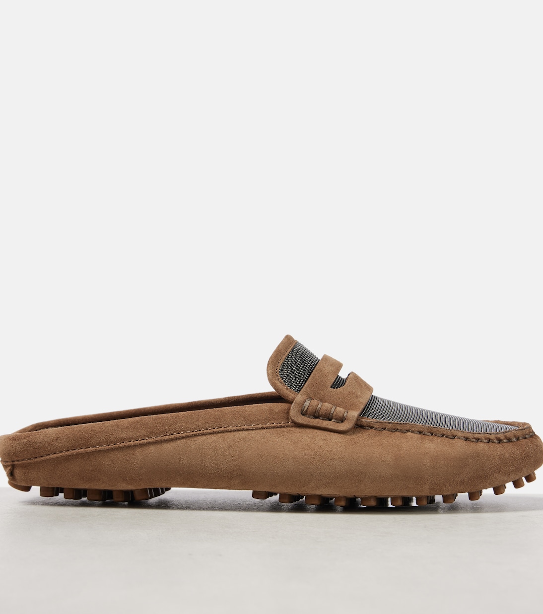 Mules in suede con monili | Brunello Cucinelli