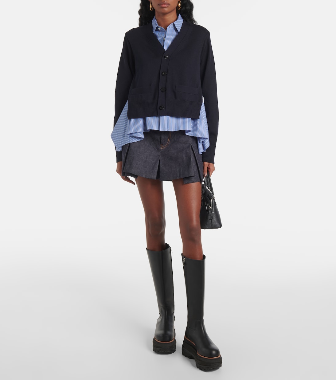 Cardigan in misto cotone e popeline | Sacai