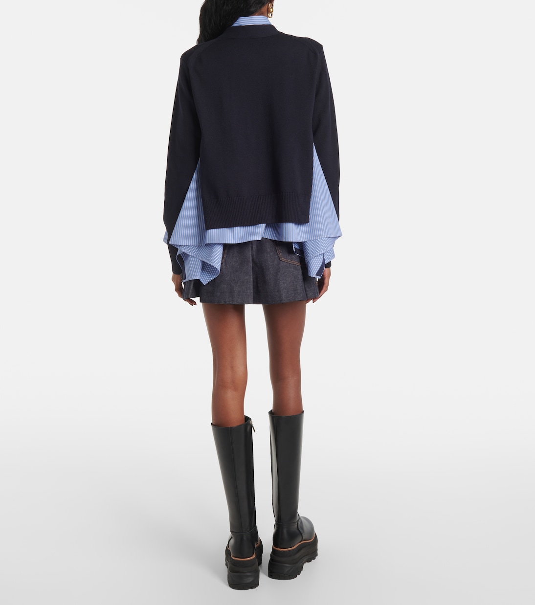 Cardigan in misto cotone e popeline | Sacai