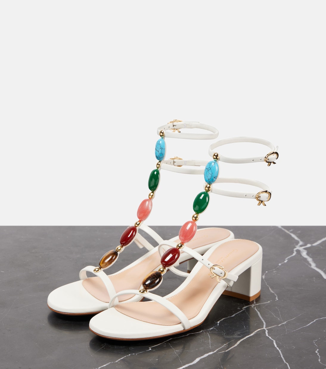 Scarpe sandali GIANVITO ROSSI in pelle decorata, taglia 45, stile giovane e trendy