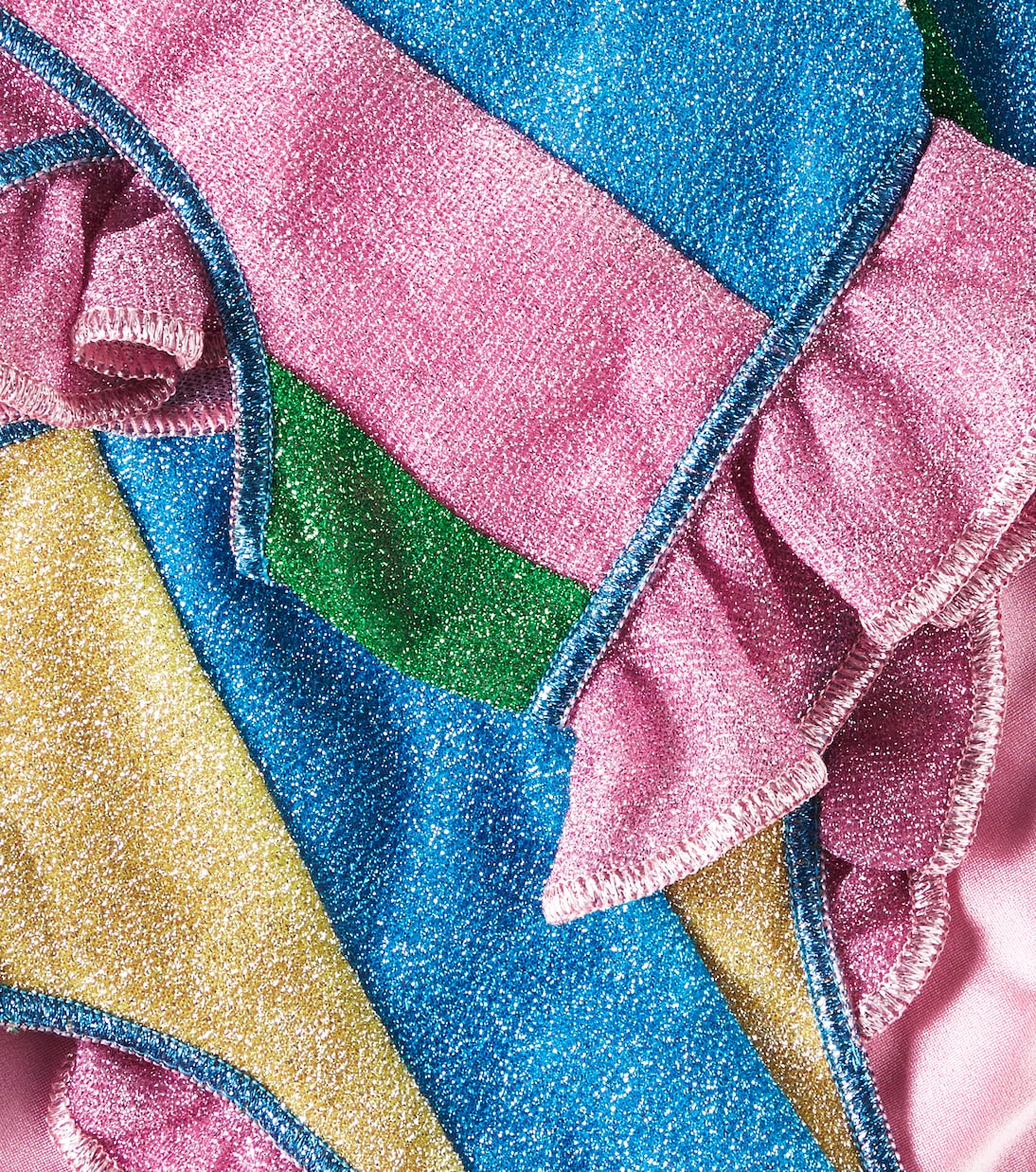 Lumière striped ruffled lamé bikini | Oséree Kids