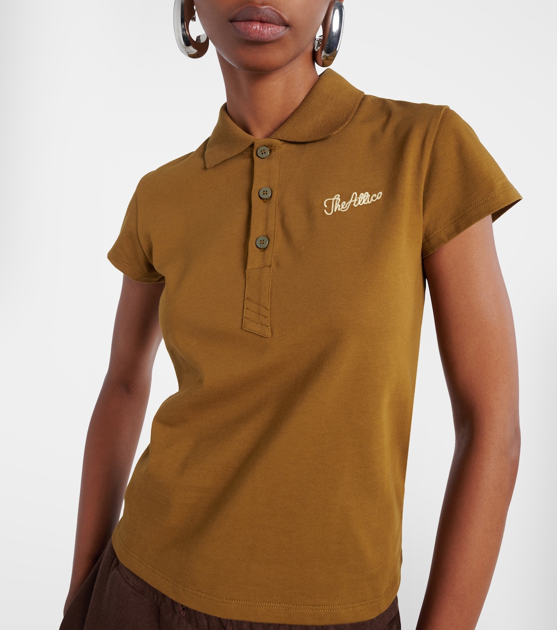 Logo cropped cotton jersey polo shirt | The Attico