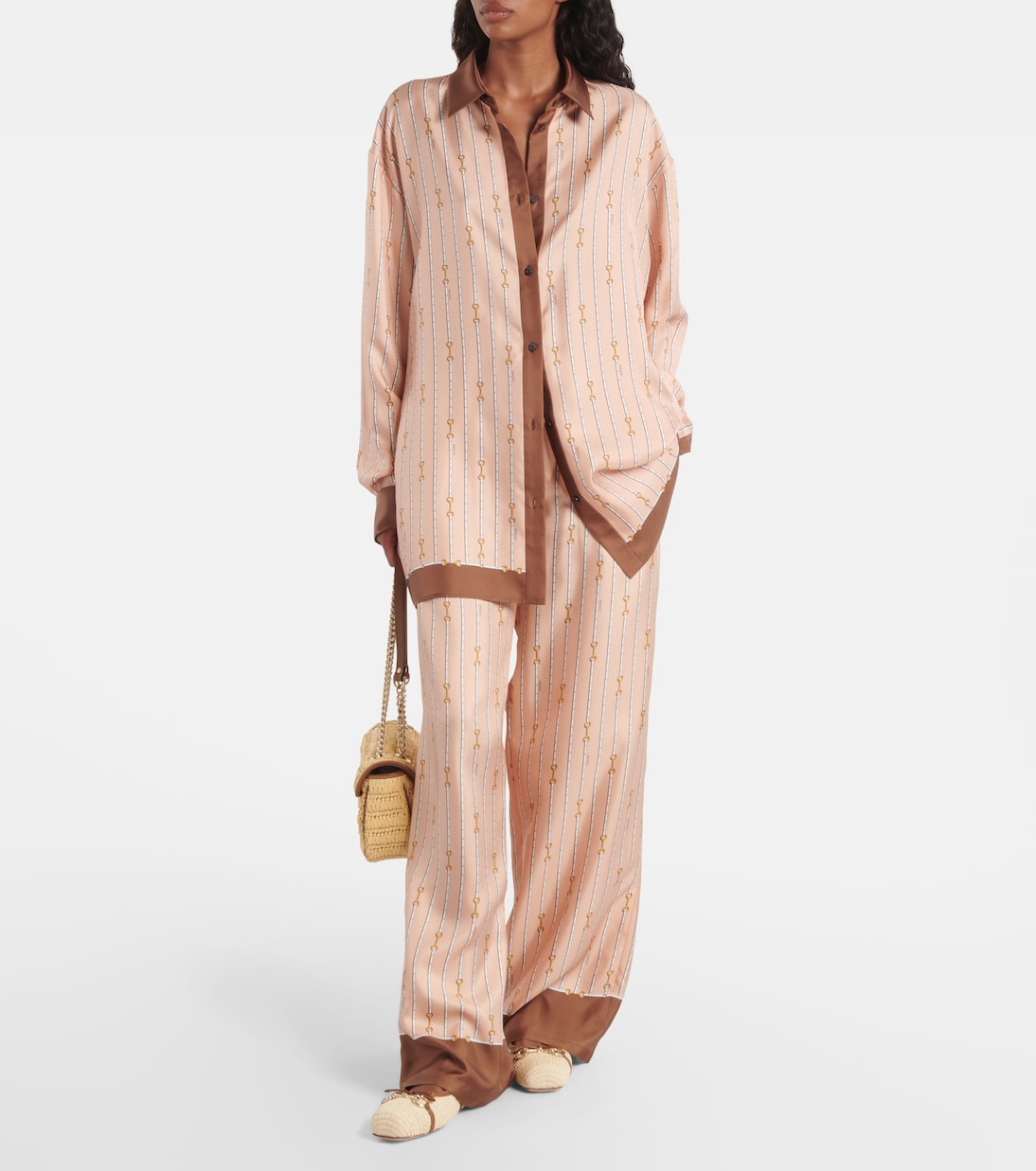 Horsebit oversized silk shirt | Gucci