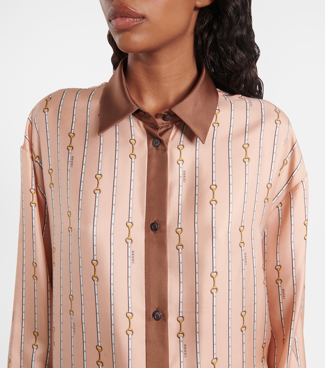 Horsebit oversized silk shirt | Gucci