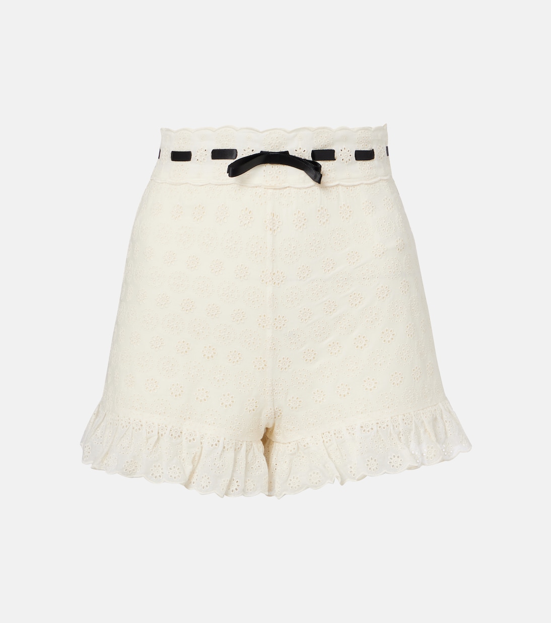 Floral ruffled cotton shorts | Valentino