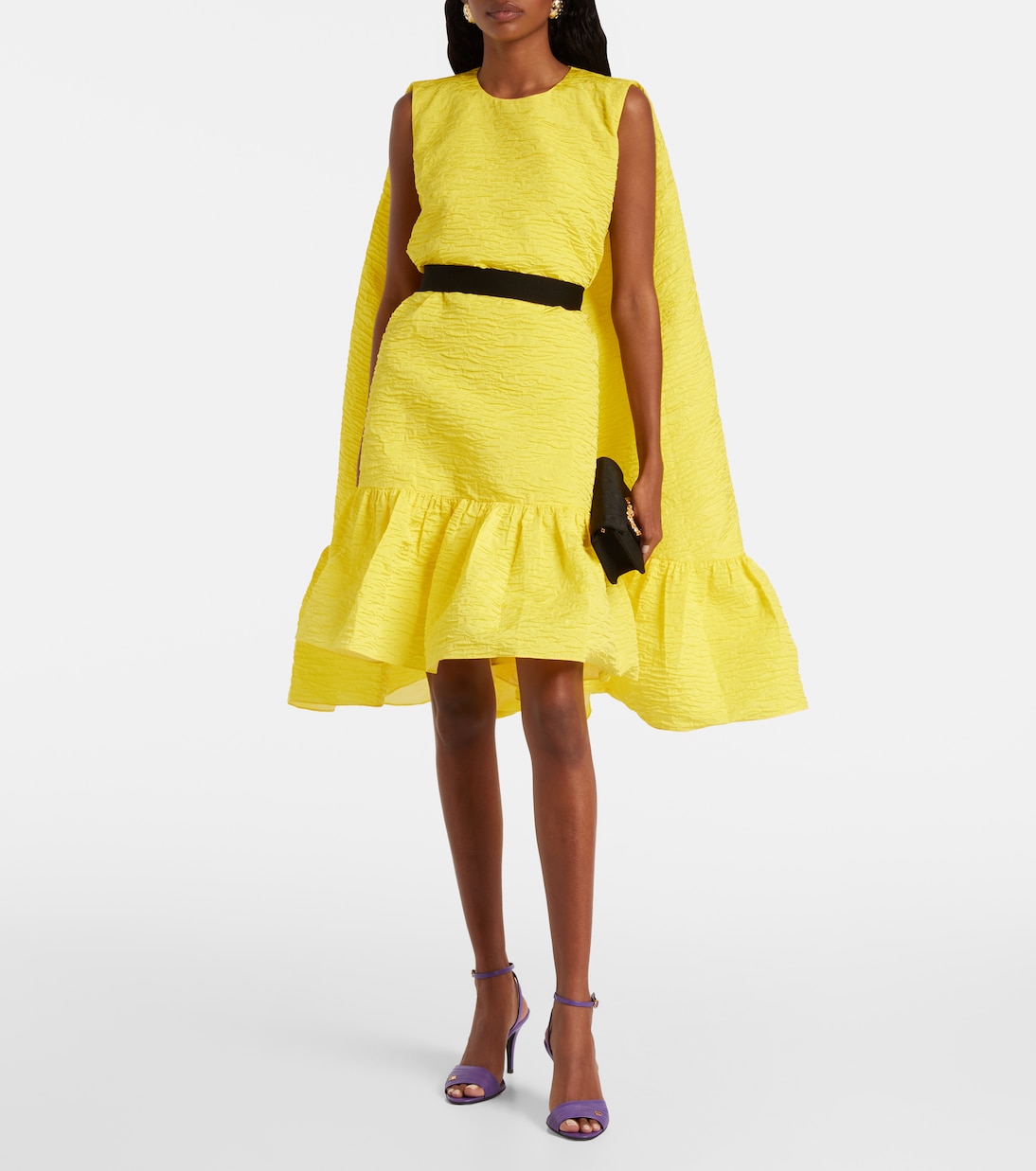 Elia caped ruffled cloque minidress | Roksanda