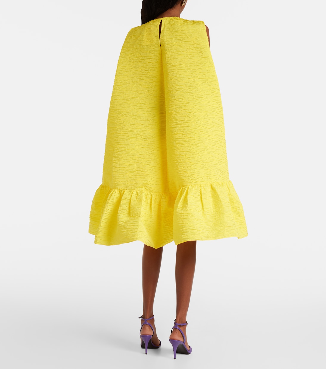 Elia caped ruffled cloque minidress | Roksanda