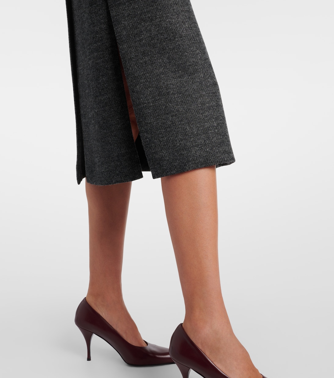 Slit-detail virgin wool midi skirt | Prada