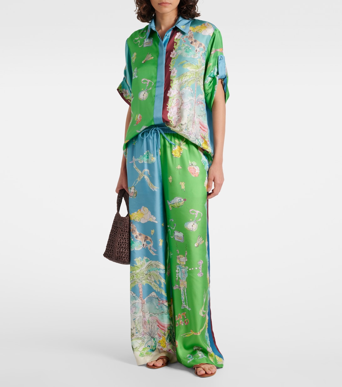 Daria printed silk satin shirt | Alémais