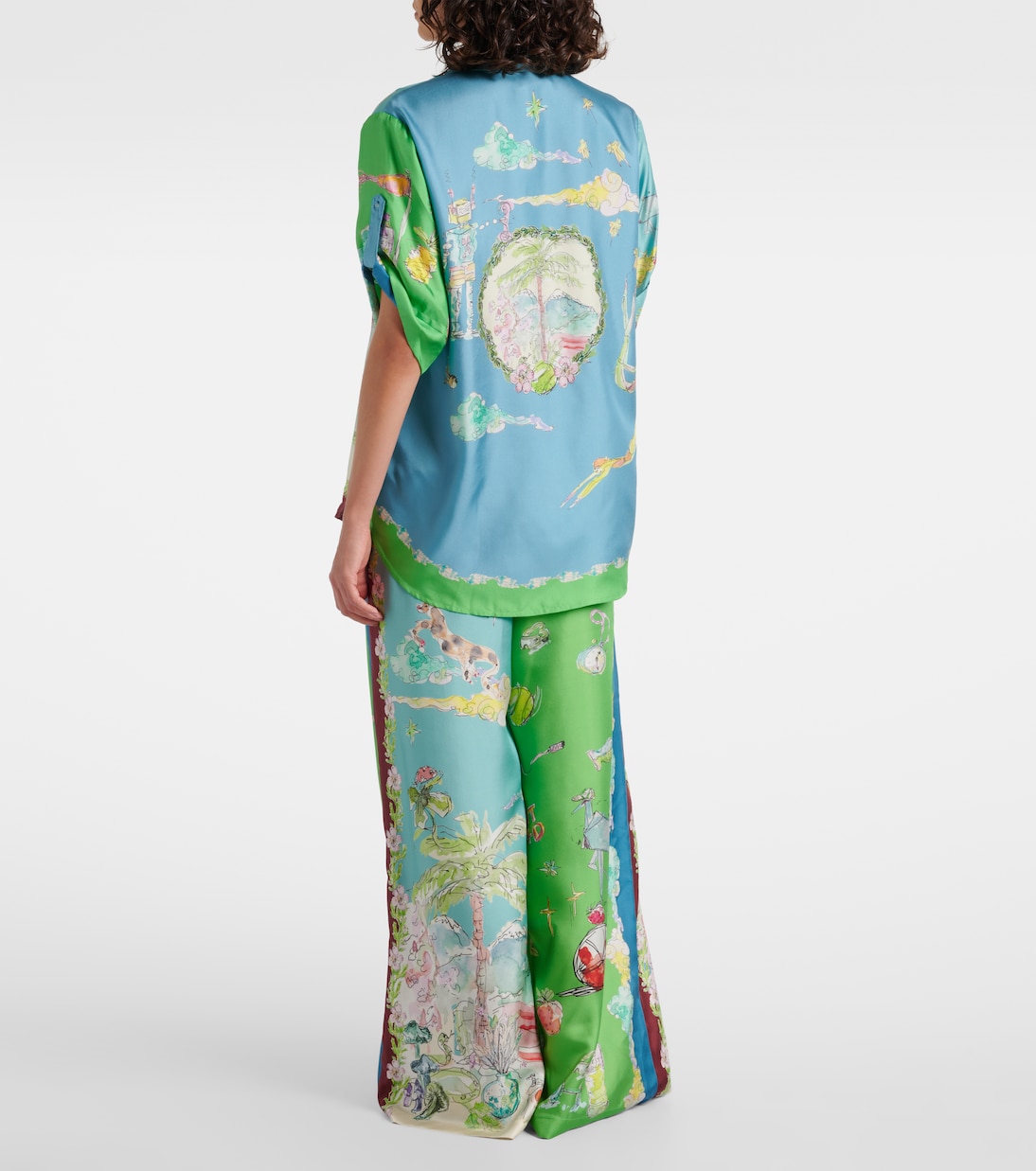 Daria printed silk satin shirt | Alémais