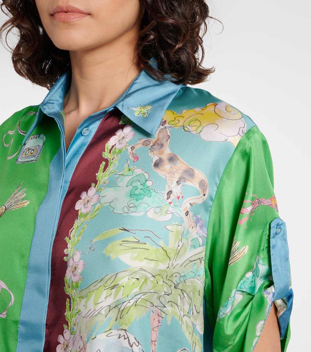 Daria printed silk satin shirt | Alémais