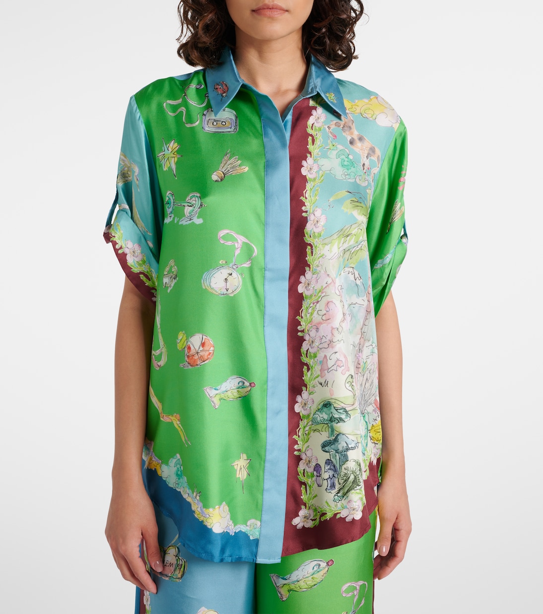 Daria printed silk satin shirt | Alémais
