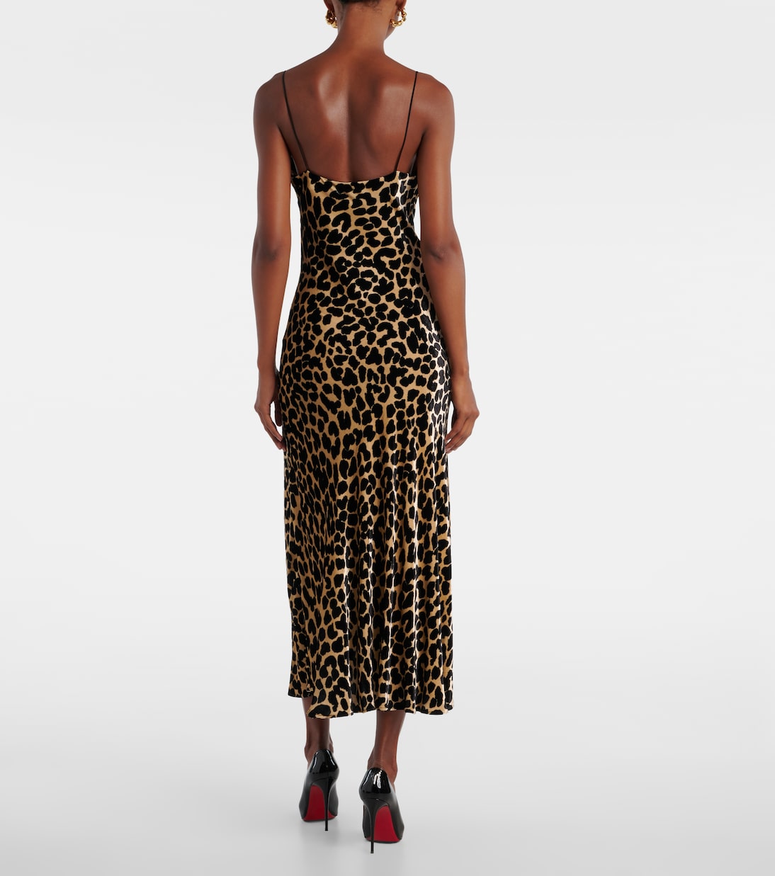 Leopard-print velvet midi dress | Balmain