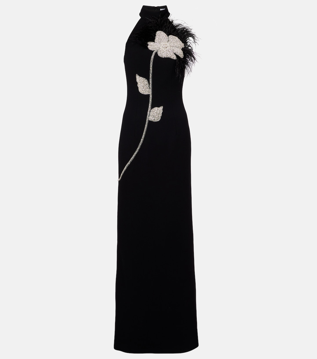 Starlight embellished feather-trimmed gown | Rebecca Vallance