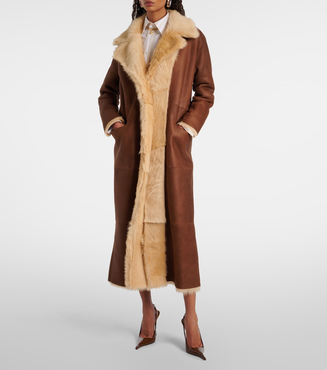 Mantel Evita Long aus Shearling | Nour Hammour