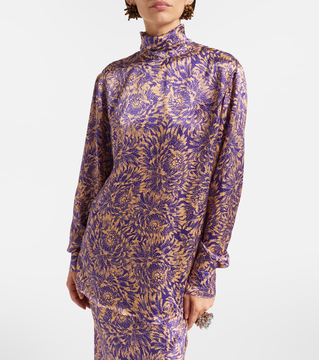 Floral silk satin blouse | Dries Van Noten