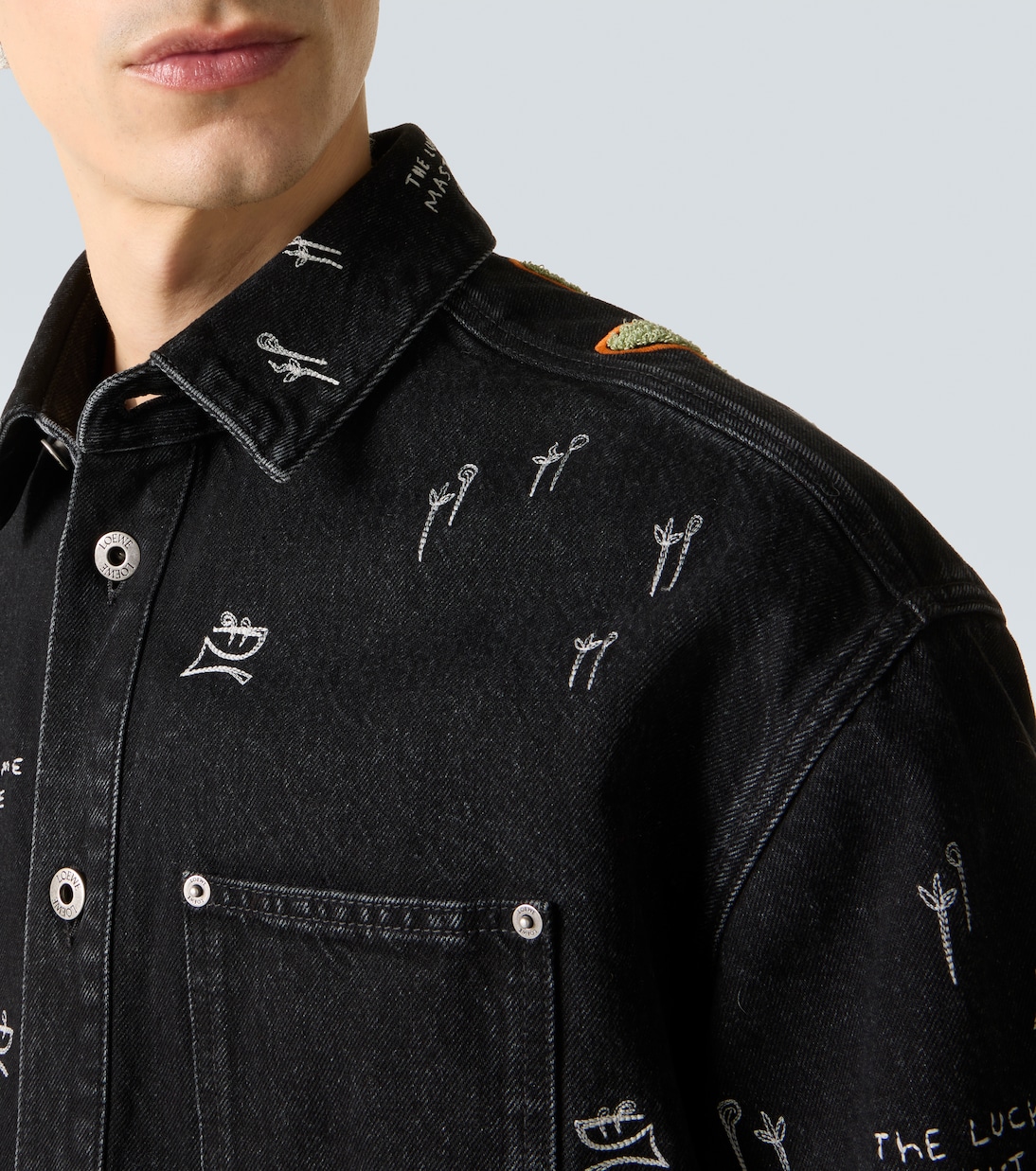 X Louis Wain Bestickte Hemdjacke aus Denim | Loewe