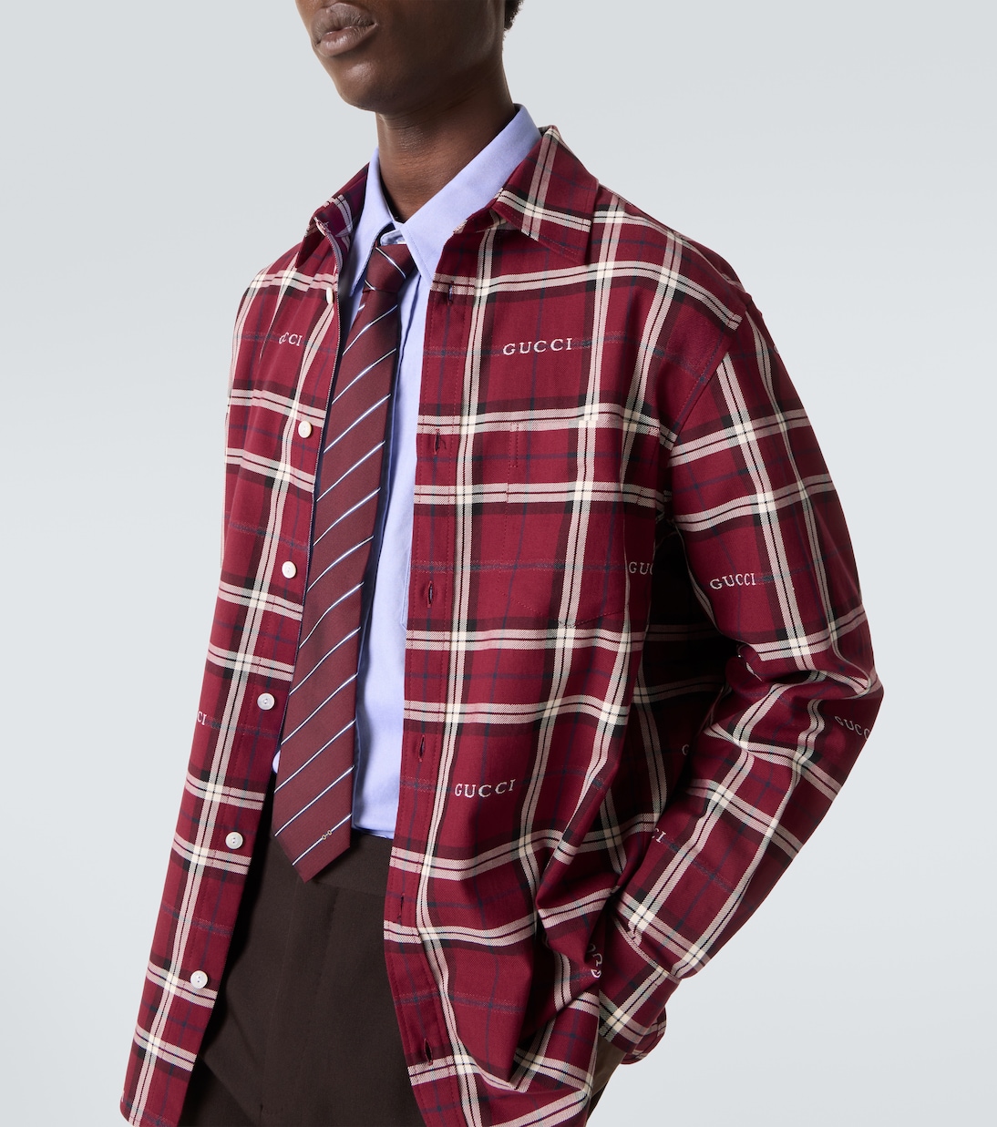 Gucci Script plaid cotton jacquard shirt | Gucci