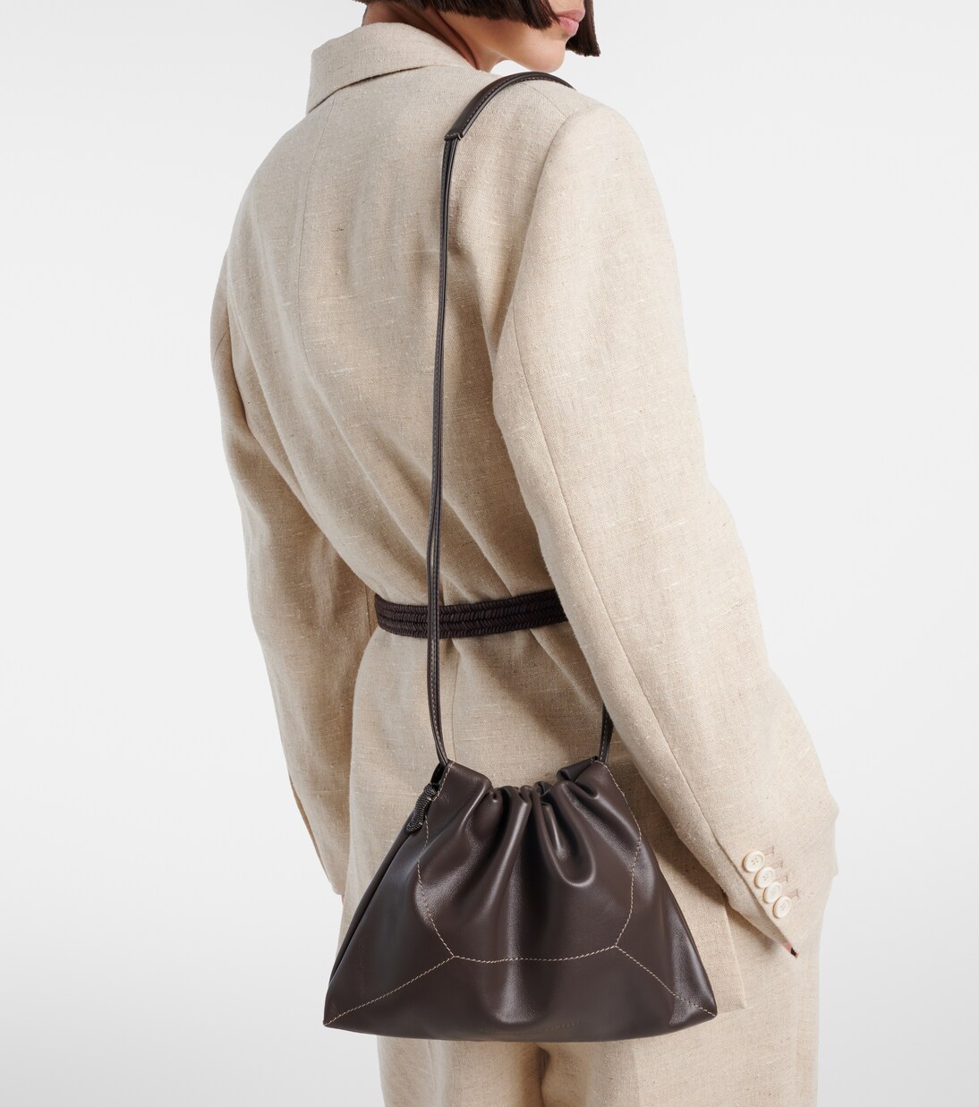 Mini leather crossbody bag | Brunello Cucinelli