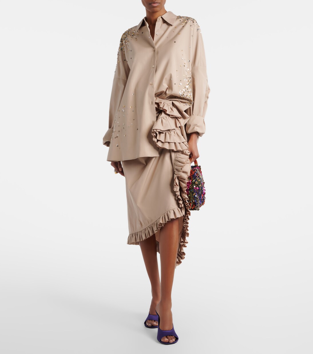 Crisp Small sequined satin top-handle bag | Dries Van Noten