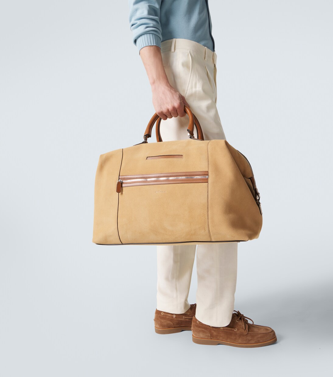 Leather-trimmed suede duffel bag | Kiton
