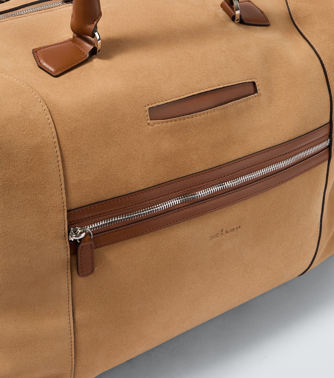 Leather-trimmed suede duffel bag | Kiton