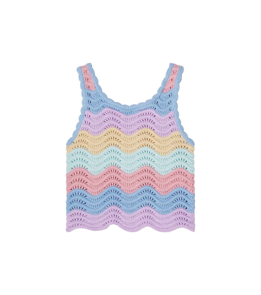 Scalloped striped cotton tank top | Stella McCartney Kids