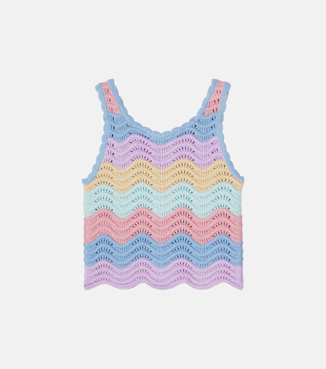 Scalloped striped cotton tank top | Stella McCartney Kids
