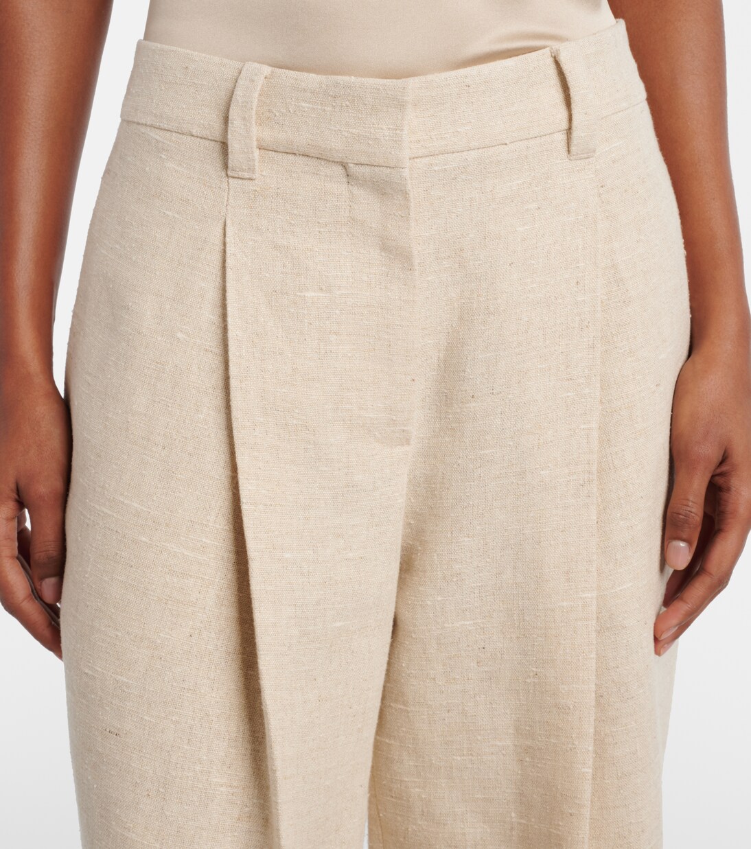 Weite Cropped-Hose aus Leinen, Seide und Hanf | Brunello Cucinelli