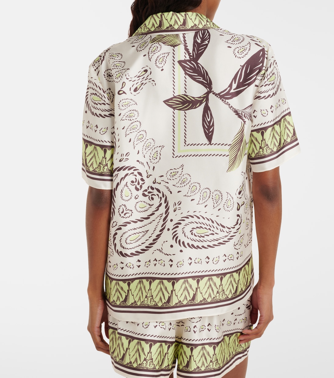 Camisa bowling de satén de seda estampada | Tory Burch