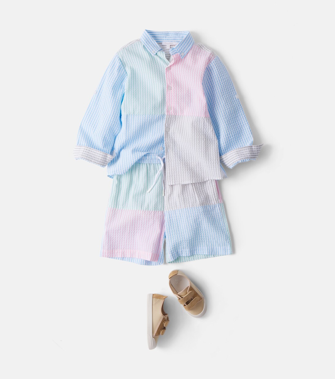 Striped seersucker shirt and shorts set | Patachou