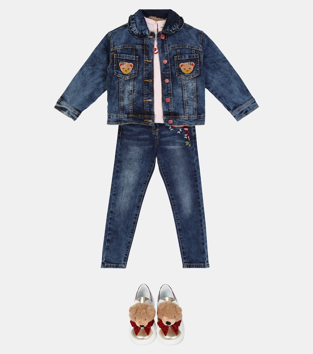Faux fur-lined denim jacket | Monnalisa