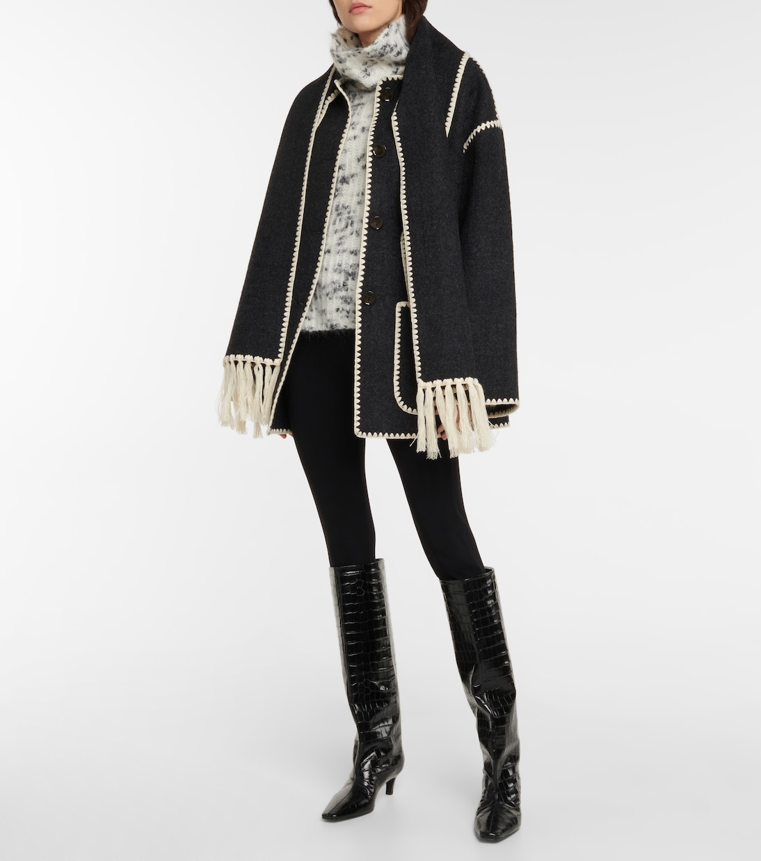Croc-effect leather knee-high boots | Toteme